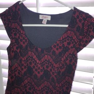 Red and black laced dress